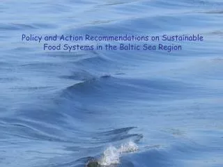Policy and Action Recommendations on Sustainable Food Systems in the Baltic Sea Region