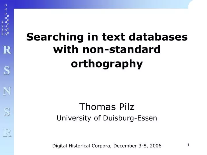 searching in text databases with non standard orthography