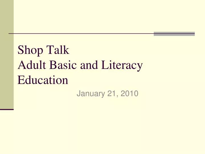 shop talk adult basic and literacy education