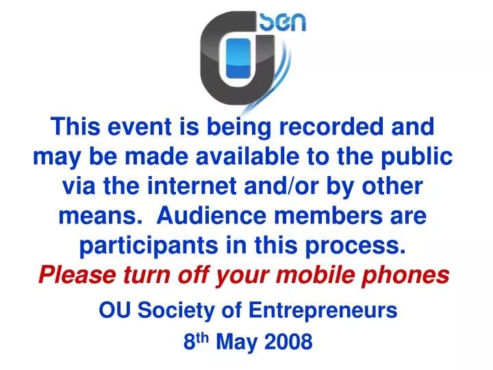 ou society of entrepreneurs 8 th may 2008