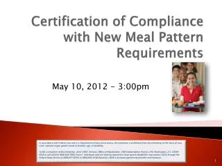 Certification of Compliance with New Meal Pattern Requirements