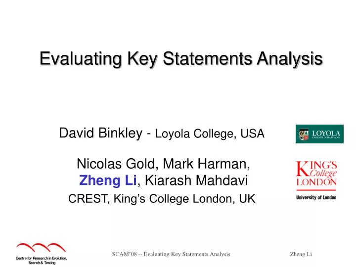 evaluating key statements analysis