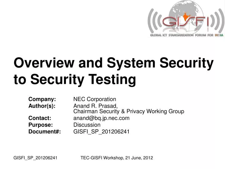 overview and system security to security testing
