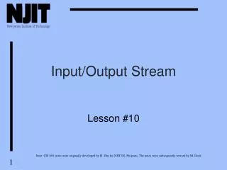 Input/Output Stream