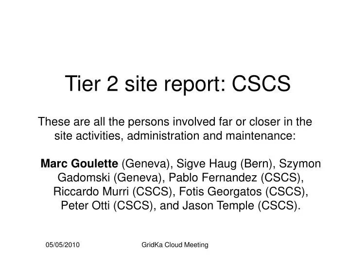 tier 2 site report cscs