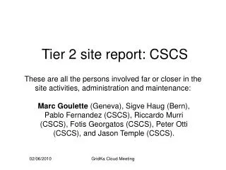 Tier 2 site report: CSCS