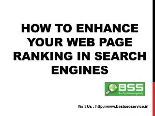 How to enhance Your Web page ranking in Search Engines