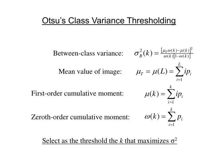 otsu s class variance thresholding