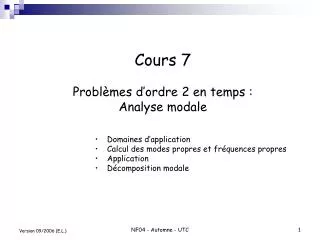 cours 7 probl mes d ordre 2 en temps analyse modale