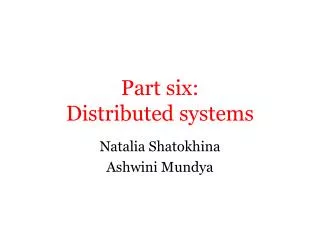 Part six: Distributed systems