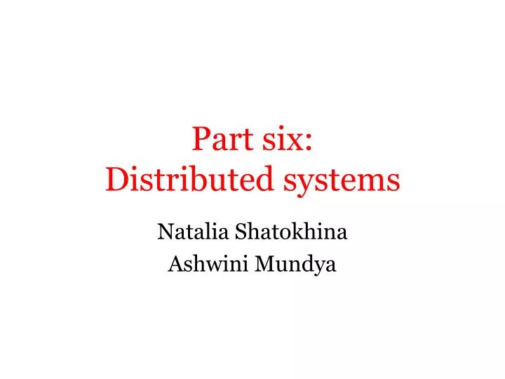 part six distributed systems