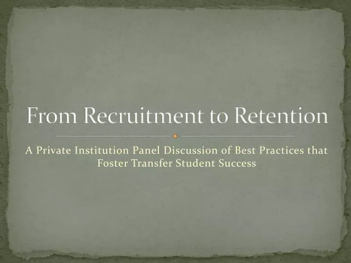 from recruitment to retention