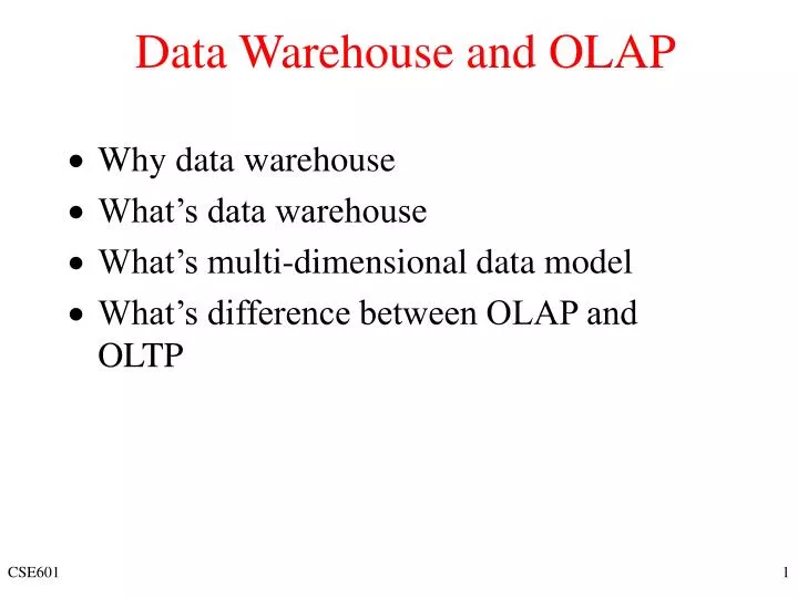 data warehouse and olap