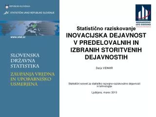 statisti no raziskovanje inovacijska dejavnost v predelovalnih in izbranih storitvenih dejavnostih