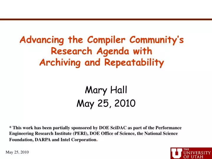 advancing the compiler community s research agenda with archiving and repeatability