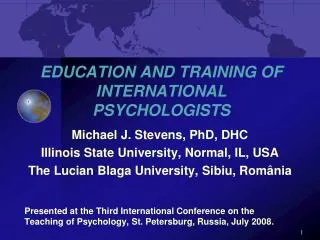 EDUCATION AND TRAINING OF INTERNATIONAL PSYCHOLOGISTS