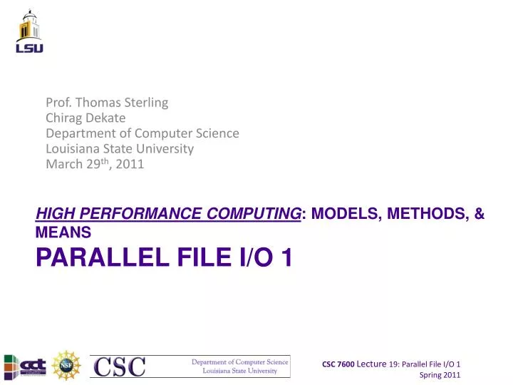high performance computing models methods means parallel file i o 1