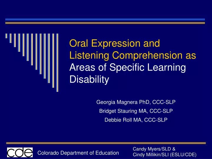 oral expression and listening comprehension as areas of specific learning disability
