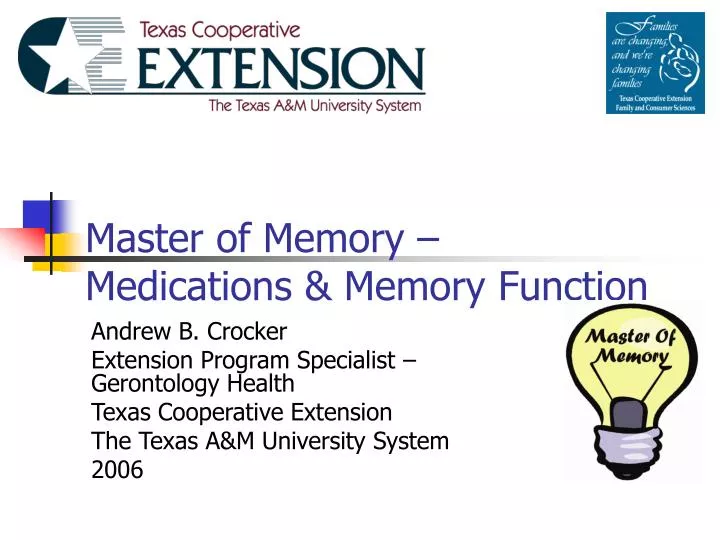 master of memory medications memory function