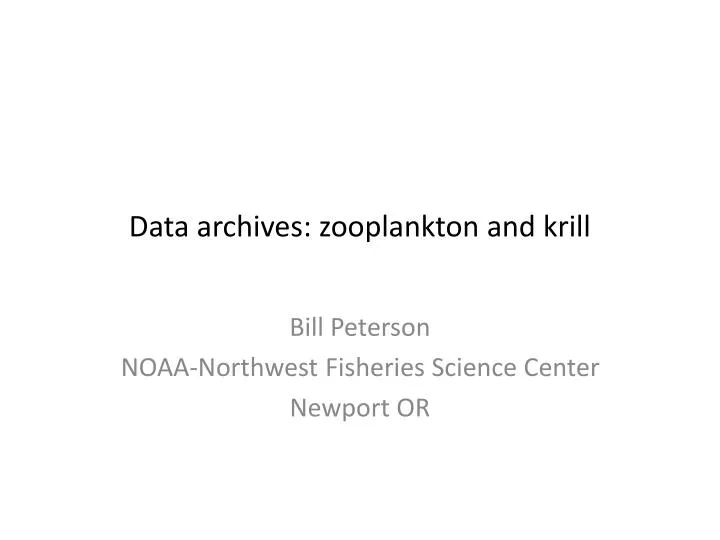 data archives zooplankton and krill