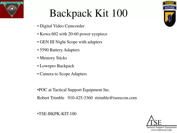 backpack kit 100
