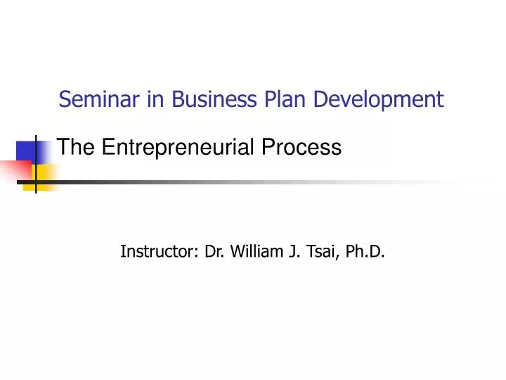 seminar in business plan development