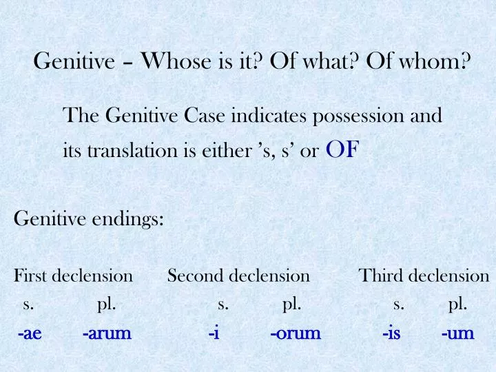 genitive whose is it of what of whom