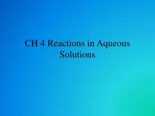 CH 4 Reactions in Aqueous Solutions