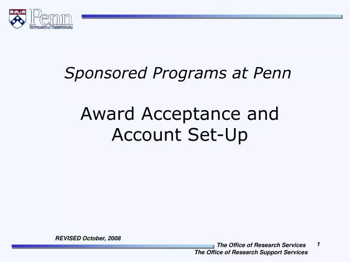 award acceptance and account set up