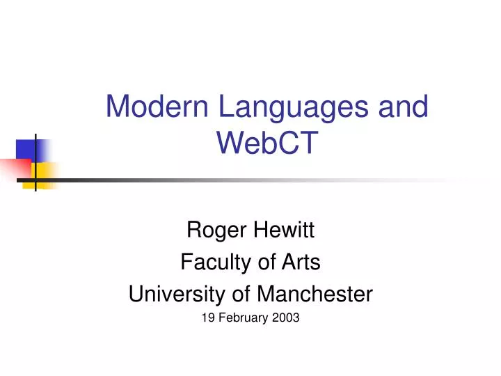 modern languages and webct