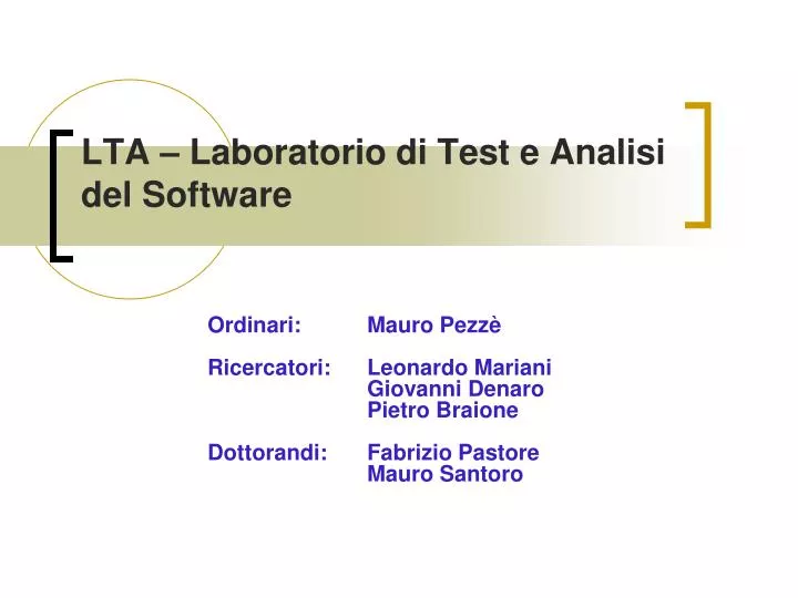 lta laboratorio di test e analisi del software