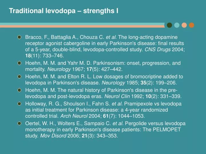 traditional levodopa strengths i