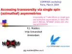 Accessing transversity via single spin (azimuthal) asymmetries - slide 1
