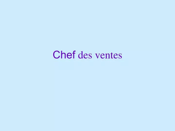 chef des ventes