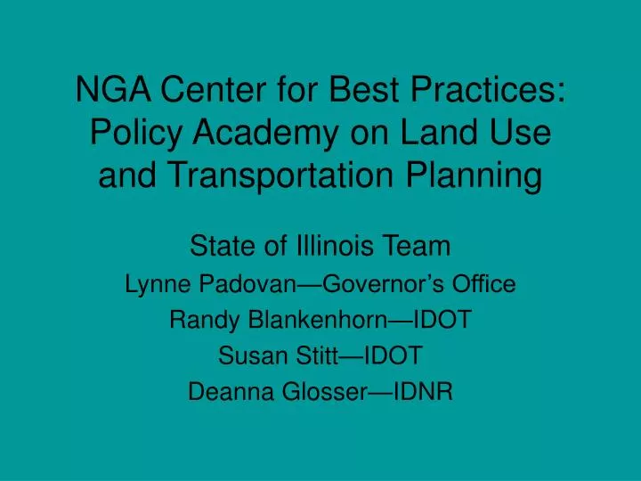 nga center for best practices policy academy on land use and transportation planning