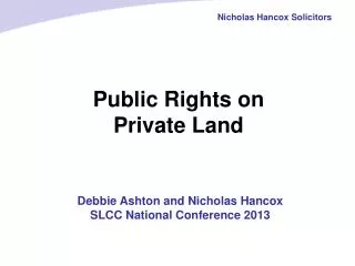 Public Rights on Private Land