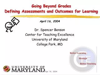 Going Beyond Grades Defining Assessments and Outcomes for Learning