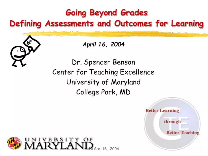 going beyond grades defining assessments and outcomes for learning