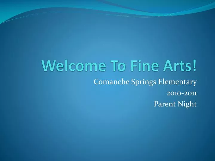 welcome to fine arts