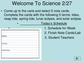 Welcome To Science 2/27