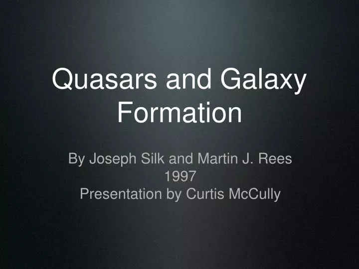 quasars and galaxy formation