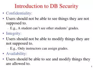 Introduction to DB Security