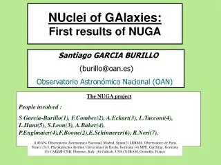 NUclei of GAlaxies: First results of NUGA
