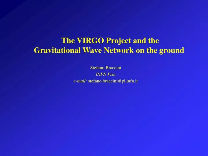the virgo project and the gravitational wave network on the ground