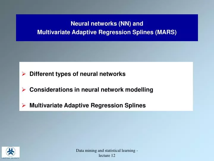 neural networks nn and multivariate adaptive regression splines mars