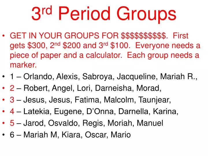 3 rd period groups