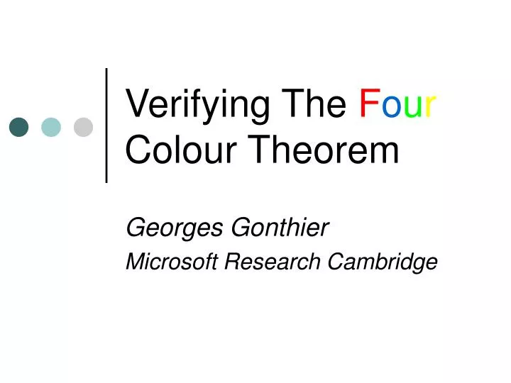 verifying the f o u r colour theorem