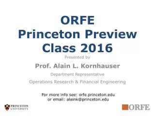 ORFE Princeton Preview Class 2016