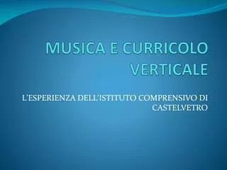 musica e curricolo verticale