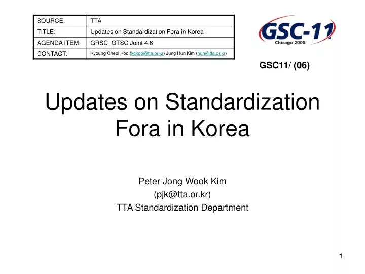 updates on standardization fora in korea